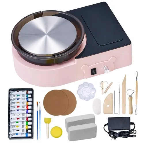 VEVOR Mini Töpferscheibe Maschine 158 mm Drehteller mit einstellbarer Rotationsgeschwindigkeit, elektrische Tonscheibe mit Tonformungswerkzeugen, geeignet für Heimwerken Töpferkurse, Rosa VEVOR Mini Töpferscheibe Maschine 158 mm Drehteller mit einstellbarer Rotationsgeschwindigkeit, elektrische Tonscheibe mit Tonformungswerkzeugen, geeignet für Heimwerken Töpferkurse, Rosa