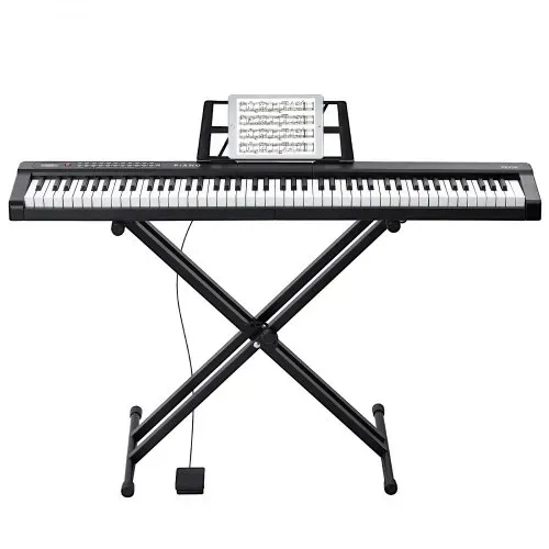 VEVOR Digitales Klavier mit 88 Tasten, halbgewichtete Tasten, Klavierset mit verstellbarem Ständer, integrierten Lautsprechern, Sustain-Pedal, Kopfhörern, Bluetooth, MIDI, USB für Anfänger – Bild 9