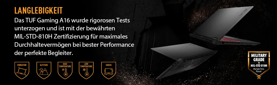 ASUS TUF Gaming A16 FA608UP-RV019W AMD Ryzen™ 7 260 Laptop 40,6 cm (16") WUXGA 32 GB DDR5-SDRAM 1 TB SSD NVIDIA GeForce RTX 5070 Wi-Fi 6E (802.11ax) Windows 11 Home Deutsch Grau – Bild 6