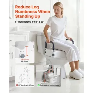 VEVOR Toilettensitzerhöhung Toilettenerhöhung mit gepolsterten Armlehnen & 136 kg Tragkraft & 127 mm Hubhöhe, erhöhter Toilettensitz für ältere Menschen Senioren Behinderte Schwangere VEVOR Toilettensitzerhöhung Toilettenerhöhung mit gepolsterten Armlehnen & 136 kg Tragkraft & 127 mm Hubhöhe, erhöhter Toilettensitz für ältere Menschen Senioren Behinderte Schwangere