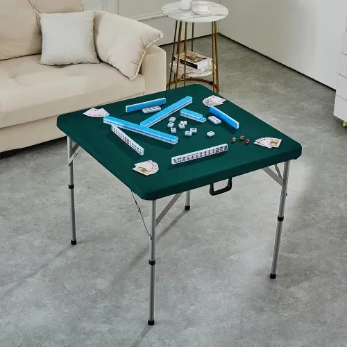 VEVOR Mahjong-Tisch, Klappbarer Kartentisch für 4 Spieler mit Verschleißfester Grüner Tischplatte, Tragbarer, Zweifach Quadratischer Dominotisch mit Tragegriff 86 x 86 x 74 cm Domino-Tisch – Bild 7