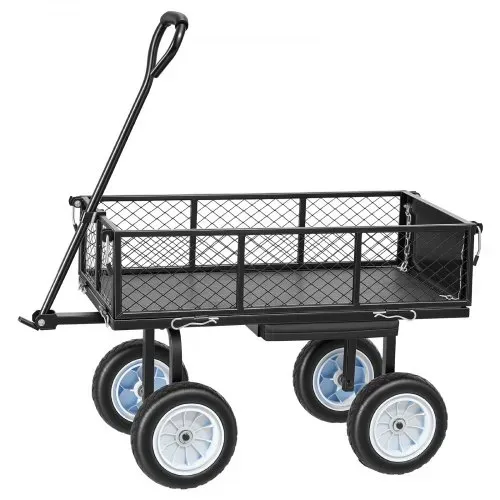 VEVOR Bollerwagen 226,8 kg Tragkraft, Gartenwagen mit Sitz & PU-Rädern, Transportwagen mit Werkzeugablage & Verstellbarem Griff, Gerätewagen für Rasen, Terrasse & Garten, Schwarz – Bild 9
