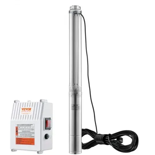 VEVOR Tiefbrunnen-Tauchpumpe, 1500 W, 230 V, 60 Hz, 9,8 m³/h, 108 m Förderhöhe, mit 19,4 m Kabel und externer Steuerbox, Edelstahl-Wasserpumpen für Industrie, Bewässerung und Heimgebrauch, IP68 wasserdicht – Bild 9