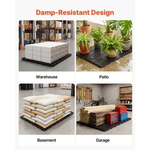 VEVOR 6x Kunststoffpaletten 600x300x30 mm, Nestbare Leichtpaletten mit 1000 kg/㎡ Statischer Traglast, Industriepaletten mit Gitterstruktur Schnappverbindung, Bodenpaletten für Lager Garage Supermarkt – Bild 5