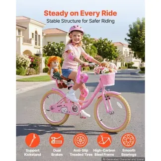 VEVOR Kinderfahrrad 20 Zoll Straßenfahrrad für 7-13 Jahre mit Ständer Rosa, Kinderrad aus Kohlenstoffstahl für Mädchen, Prinzessin-Stil, Doppelbremsen, Sattel & Lenker Verstellbar, mit Puppensitz Korb VEVOR Kinderfahrrad 20 Zoll Straßenfahrrad für 7-13 Jahre mit Ständer Rosa, Kinderrad aus Kohlenstoffstahl für Mädchen, Prinzessin-Stil, Doppelbremsen, Sattel & Lenker Verstellbar, mit Puppensitz Korb
