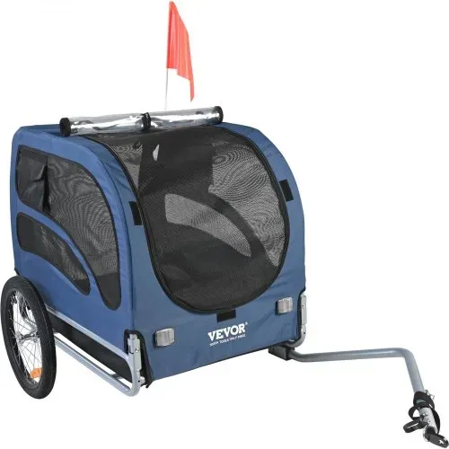 VEVOR Hundeanhänger 45 kg Fahrradanhänger Kohlenstoffstahl + 600D Oxford-Gewebe + PP faltbar 1440 x 725 x 845 mm als Anhänger Gefaltete Größe 810 x 570 x 195 mm Blau – Bild 8