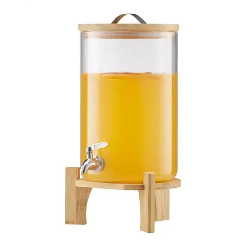VEVOR Getränkespender (1 x 8 L) für Partys Saftspender (aus Glas) mit tropfsicherem Zapfhahn & Holzständer, Wasserspender für Restaurants Partys, Limonade Eistee selbstgemachte Getränke Spender – Bild 9