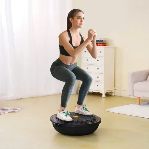 VEVOR Halb-Gymnastikball-Trainer, 66 cm Balance-Ball-Trainer, 680 kg Tragkraft Stabilitätsball, Yoga-Ball mit Widerstandsbändern und Fußpumpe, Kraft-Fitnessball im Heim-Fitnessstudio, Schwarz – Bild 7