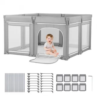 VEVOR Baby-Laufstall, 200 x 178 cm, Laufgitter für Kleinkinder, faltbarer Spielplatz mit Reißverschlusstür & weichem, atmungsaktivem Netz, Sicherheits-Aktivitätszentrum für drinnen und draußen VEVOR Baby-Laufstall, 200 x 178 cm, Laufgitter für Kleinkinder, faltbarer Spielplatz mit Reißverschlusstür & weichem, atmungsaktivem Netz, Sicherheits-Aktivitätszentrum für drinnen und draußen