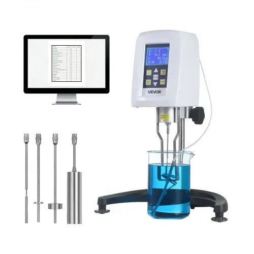 VEVOR Digitalanzeige Rotationsviskosimeter 10-100000 cP, Digitales Viskositätsmessgerät ±2% Genauigkeit Inkl. 4 Retoren LCD-Display Temperaturfühler, Drehviscometer für Tinten Farben Klebstoffe Fette – Bild 8