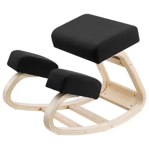VEVOR Ergonomischer Kniehocker mit Dicken Schaumstoffpolstern & Stabilem Massivholzrahmen, Kniestuhl zur Entlastung von Nacken und Rücken, bis 65 Belastbar, Ideal für Zuhause Büro Meditation, Schwarz – Bild 8