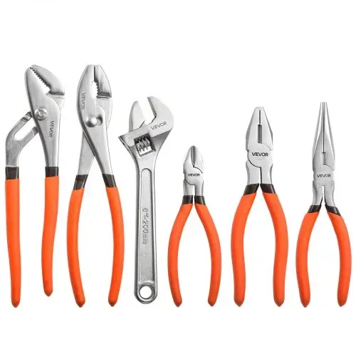 VEVOR Zangen- und Schraubenschlüssel-Set, 6-teiliges Universal-Set, polierte Backen aus Kohlenstoffstahl, Handwerkzeuge für Heimwerker und Haushalt, Nut- und Steckzange, Spitzzange, Kombinationszange, Seitenschneider, Schraubenschlüssel, ergonomische Griffe – Bild 8