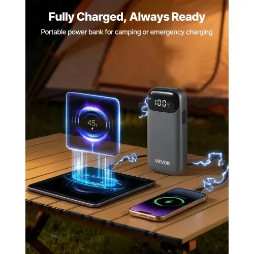 VEVOR Starthilfe Powerbank, Starthilfegerät 6000A Spitzenstrom mit LED-Taschenlampe & Kabel für Motor bis zu 10L Diesel/Benzin, Autobatterie Booster mit Schnellladung & Sicherheitsschutz für Notfall – Bild 4