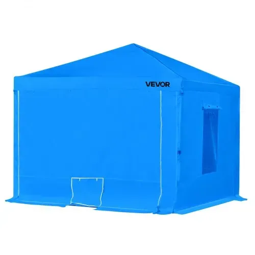 VEVOR tragbares Lackierkabinenzelt (293x293x181 cm) Sprühfarbenzelt für Sprühmalerei, wasserfeste & faltbare Farbkabine mit 2 Netz-Seitenfenstern für Autoteile Möbel Motorräder Sprühschutz blau – Bild 9
