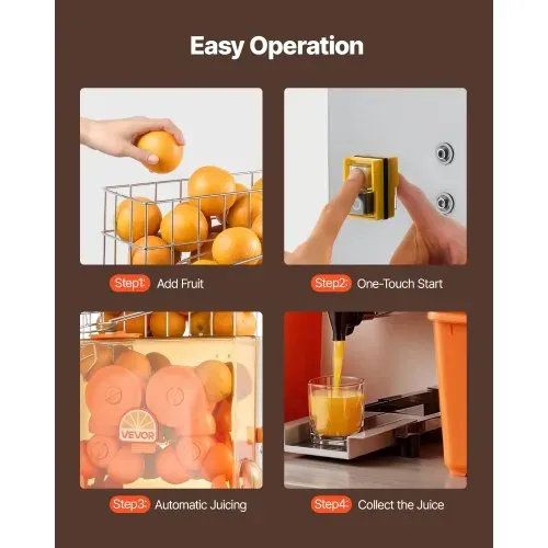 VEVOR Gewerbliche Orangenpresse Elektrische Zitruspresse 120 W Edelstahl, Saftpresse für bis zu 20 Orangen pro Minute, Entsafter für Zitronen Zitrusfrüchte mit Wasserhahn & Schalen-Auffangbehälter – Bild 5