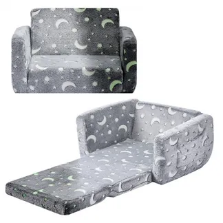 VEVOR Kindersofa Kindersessel aus 28D-Schwamm & Flanellstoff mit Armlehnen, waschbares Kindersofa im Dunkeln leuchtendes Kindercouch umwandelbares Schlafsofa für Spielzimmer Wohnzimmer Grau VEVOR Kindersofa Kindersessel aus 28D-Schwamm & Flanellstoff mit Armlehnen, waschbares Kindersofa im Dunkeln leuchtendes Kindercouch umwandelbares Schlafsofa für Spielzimmer Wohnzimmer Grau