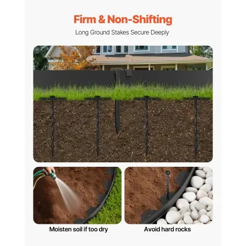 VEVOR Rasenkante, 10 m x 10 cm Kunststoff-Gartenbegrenzung mit 30 Spikes & 2 Erdspießen, Beetumrandung, Landschaftseinfassung, UV-beständige Mini-Zaunbegrenzungen für Blumenbeete & Hofpflaster – Bild 6