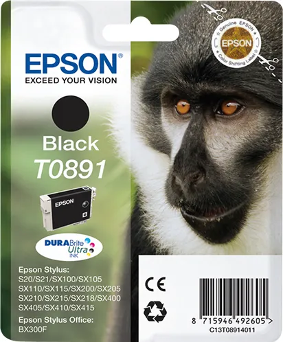 Epson Monkey Singlepack Black T0891 DURABrite Ultra Ink Epson Monkey Singlepack Black T0891 DURABrite Ultra Ink
