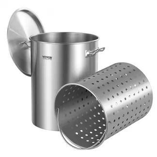 VEVOR Suppentopf Edelstahl 34 L Kochtöpfe Großraumtopf, Kochgeschirr-Saucentopf mit Korb & Deckel & Griff, Suppentopf in Handelsqualität, Schleifbehandlung, zum Dämpfen, Kochen oder Braten, Silber VEVOR Suppentopf Edelstahl 34 L Kochtöpfe Großraumtopf, Kochgeschirr-Saucentopf mit Korb & Deckel & Griff, Suppentopf in Handelsqualität, Schleifbehandlung, zum Dämpfen, Kochen oder Braten, Silber