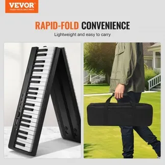 VEVOR 88-Tasten-Klappklavier, Bluetooth und MIDI, tragbares elektronisches digitales Klappklavier mit Sustain-Pedaltasche, berührungsempfindlichen Tasten, Kopfhörern, wiederaufladbar für Anfänger, Jugendliche und Erwachsene, Schwarz VEVOR 88-Tasten-Klappklavier, Bluetooth und MIDI, tragbares elektronisches digitales Klappklavier mit Sustain-Pedaltasche, berührungsempfindlichen Tasten, Kopfhörern, wiederaufladbar für Anfänger, Jugendliche und Erwachsene, Schwarz