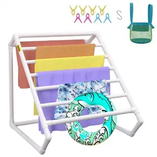 VEVOR Handtuchständer Handtuchhalter mit 8 Handtuchstangen Freistehend, Spa Schwimmbäder Handtuchhalter 138 x 138 x 140 cm Weiß Tragkraft 30 kg, PVC Handtuchständer mit 8 Handtuchklammern & 1 Haken VEVOR Handtuchständer Handtuchhalter mit 8 Handtuchstangen Freistehend, Spa Schwimmbäder Handtuchhalter 138 x 138 x 140 cm Weiß Tragkraft 30 kg, PVC Handtuchständer mit 8 Handtuchklammern & 1 Haken