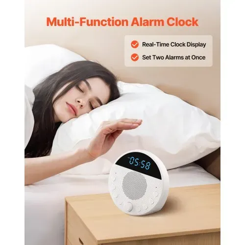 VEVOR Einschlafhilfe, White Noise Machine, 18 Musiktitel & 7-farbiges Nachtlicht, 5-in-1-Soundmaschine mit weißem Rauschen, 2 Alarmen, automatischer Abschaltfunktion & Speicherfunktion, Rauschgerät – Bild 5