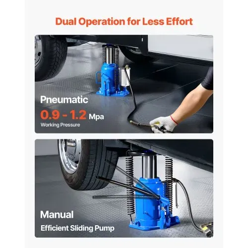VEVOR pneumatischer Flaschenwagenhebr Wagenheber 32 t 255–415 mm Hubbereich, lufthydraulischer/manueller Stempelwagenheber Wagenheber mit Pumpe für SUV Pickup Lkw Wohnmobil Autoreparatur blau – Bild 2