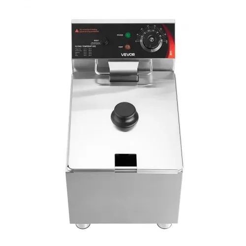 VEVOR Gewerbliche Elektrische 1-Becken-Fritteuse 7,5 L Ölfassungsvermöge, 2500 W Edelstahl-Tischfritteuse mit Frittierkorb, Deckel, Temperaturregelung und Verstellbaren Füßen, für Restaurant, Imbiss – Bild 8