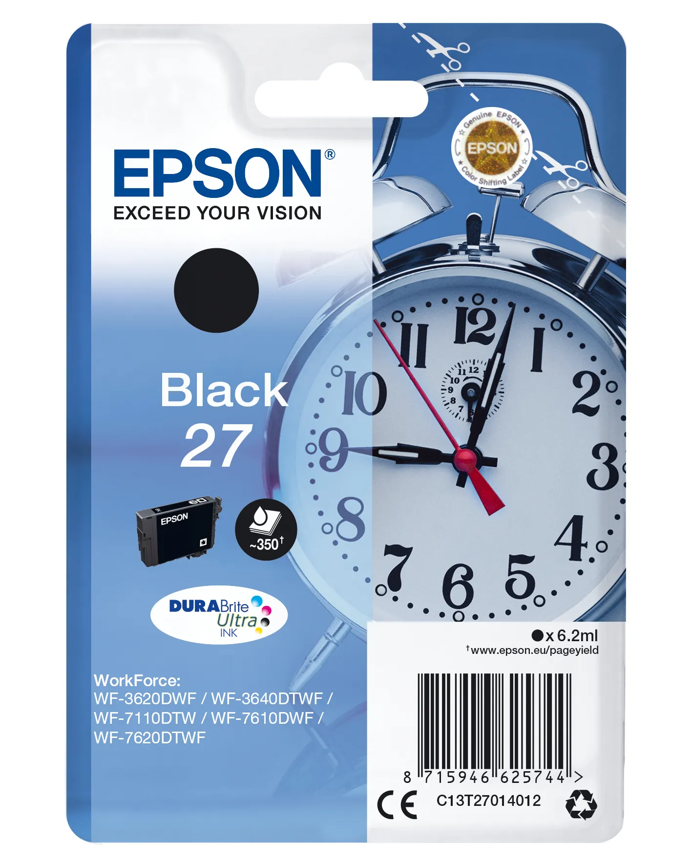 Epson Alarm clock Singlepack Black 27 DURABrite Ultra Ink Epson Alarm clock Singlepack Black 27 DURABrite Ultra Ink