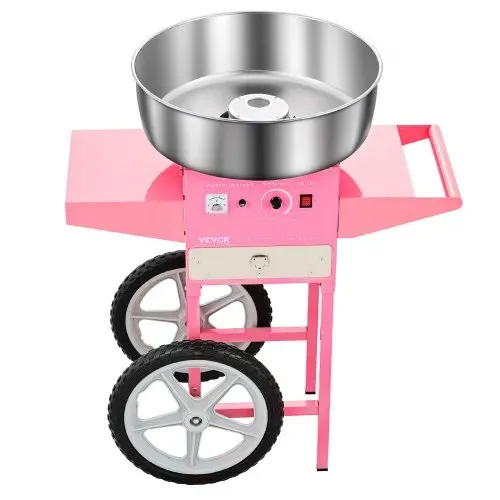 VEVOR elektrische Zuckerwattemaschine kommerzielle Zuckerwattegeräte mit Wagen (1000 W) mit 52 cm Edelstahlschüssel & Zuckerschaufel & Schublade, perfekt für Kindergeburtstage Familienfeiern Rosa – Bild 10