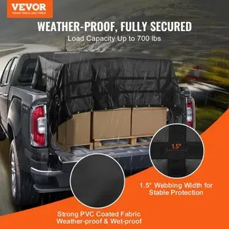 VEVOR Frachtnetz, 305 x 267 mm, LKW-Ladeflächennetz, 4 verstellbare Gurte mit Karabinern und gummibeschichteten Haken, Transportnetz, Gepäcknetz geeignet für Pickup, Jeep, LKW, SUV, Boot (schwarz) VEVOR Frachtnetz, 305 x 267 mm, LKW-Ladeflächennetz, 4 verstellbare Gurte mit Karabinern und gummibeschichteten Haken, Transportnetz, Gepäcknetz geeignet für Pickup, Jeep, LKW, SUV, Boot (schwarz)