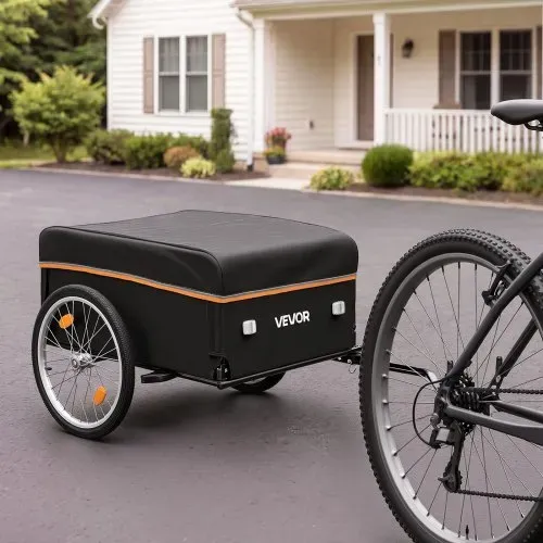 VEVOR Fahrradanhänger Lastenanhänger Faltbarer Transportanhänger 59 kg, Kohlenstoffstahl & 600D Oxford, Mit Regenschutz Deichsel & 4 Reflektoren, Für 22-28 Zoll Räder, Fahrradwagen für Transport – Bild 7