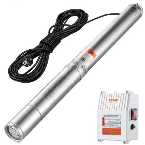 VEVOR Tiefbrunnen-Tauchpumpe, 1500 W, 230 V, 60 Hz, 9,8 m³/h, 108 m Förderhöhe, mit 19,4 m Kabel und externer Steuerbox, Edelstahl-Wasserpumpen für Industrie, Bewässerung und Heimgebrauch, IP68 wasserdicht – Bild 10