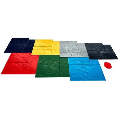 VEVOR Betonstempelmatte, 61 x 61 cm, 7 Stück, Betonstrukturhaut, Polyurethan-Stempel, Steinfliesen-Strukturmatte, Schieferbodenabdruck, nahtloser Stempel, Betonformen für dekorative Außenbereiche, mehrfarbig – Bild 8