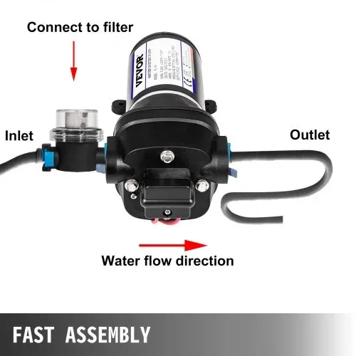VEVOR Wasserpumpe Hochdruckmembran 12 V, Hochdruck Wasserpumpe 17 L / min, Selbstansaugende Membranpumpe 2m, 3-Kammer-Membran, Membranpumpe mit Wärmeschutz, für Kfz-Schifffahrt, Wohnmobile – Bild 5