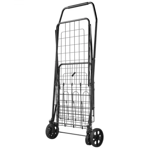 VEVOR Einkaufswagen zusammenklappbarer Einkaufstrolley mit zwei Körben & wasserfester Auskleidung & Rädern, 45,3 kg Tragkraft, 64 +10 L Einkaufsroller für Wäsche Einkaufen Camping Lebensmittel – Bild 9