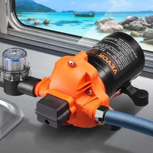 VEVOR 12-V-Membranpumpe, 11,36 L/min, 3-Kammer-DC-Wasserpumpe mit automatischem Druckschalter 40–100 PSI einstellbar, 50 PSI, 1/2 Zoll MNPT-Anschluss, für Wohnmobil, Yacht, Imbisswagen, Camper, Marine – Bild 7