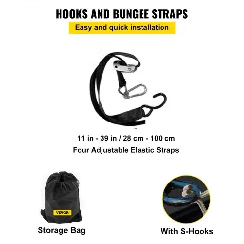 VEVOR Ladungsnetz mit Maschenware, 2,44 m x 2,04 m Ladungsnetz für die Ladefläche von Pickups, robuste Ladungsnetze mit Klemmschnallen, S-Haken und Kreuzgurten, Ladungsnetz für die Ladefläche von Anhängern, SUVs und Jeeps (243,84 cm x 203,24 cm) – Bild 4