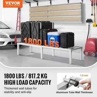 VEVOR Aluminium-Stauregal, 60 x 20 Zoll großes kommerzielles Bodenregal für Lebensmittel, 12 Zoll über dem Boden, 1800 lbs Tragkraft, komplett verschweißtes Aluminium-Lagerregal, zur Lagerung in Restaurants, Küchen, Garagen und Fahrzeugen VEVOR Aluminium-Stauregal, 60 x 20 Zoll großes kommerzielles Bodenregal für Lebensmittel, 12 Zoll über dem Boden, 1800 lbs Tragkraft, komplett verschweißtes Aluminium-Lagerregal, zur Lagerung in Restaurants, Küchen, Garagen und Fahrzeugen