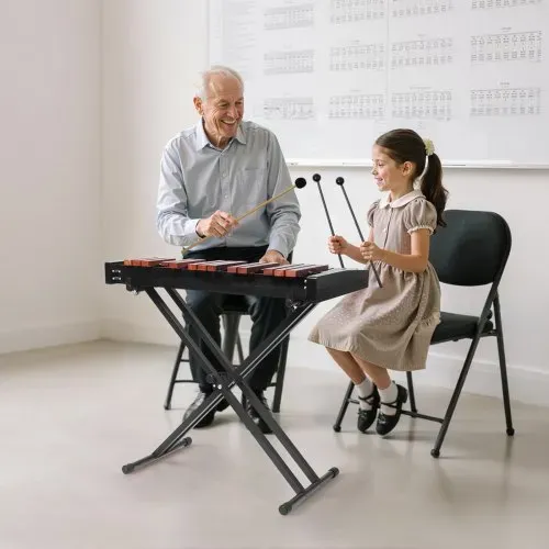 VEVOR Glockenspiel, 32 Noten, professionelles Xylophon-Schlaginstrument aus Holz, mit höhenverstellbarem Ständer aus Kohlenstoffstahl, 4 Schlägeln, Tragetasche, Musikinstrumenten-Set für Anfänger – Bild 7