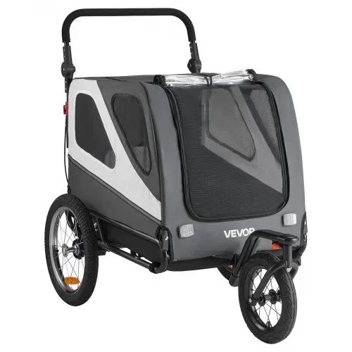VEVOR Hundeanhänger, bis zu 45 kg, 2-in-1-Fahrradanhänger für kleine & große Hunde, klappbarer Rahmen mit Schnellspannrad, universelle Fahrradkupplung, inkl. Flagge, interne Leine, 1390x770x845 mm – Bild 10