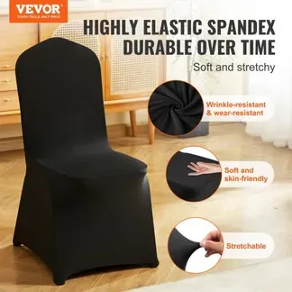 VEVOR Stuhlhussen aus Elastischem Spandex für Klappstühle, Universell Passender Stuhlbezug, Abnehmbare & Waschbare Schonbezüge, für Hochzeit, Urlaub, Bankett, Party, Feier, Essen (30 Stück, Schwarz) VEVOR Stuhlhussen aus Elastischem Spandex für Klappstühle, Universell Passender Stuhlbezug, Abnehmbare & Waschbare Schonbezüge, für Hochzeit, Urlaub, Bankett, Party, Feier, Essen (30 Stück, Schwarz)