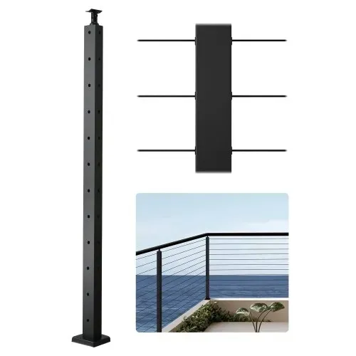 VEVOR Kabelgeländerpfosten, 106,7x3x5 cm Stahl-Eckgeländerpfosten, mit L-förmigen vorgebohrten Löchern, SUS304 Edelstahl-Geländerpfosten, 1er-Set, Schwarz, 1JZLGZXHS10607YXO001V0 VEVOR Kabelgeländerpfosten, 106,7x3x5 cm Stahl-Eckgeländerpfosten, mit L-förmigen vorgebohrten Löchern, SUS304 Edelstahl-Geländerpfosten, 1er-Set, Schwarz, 1JZLGZXHS10607YXO001V0