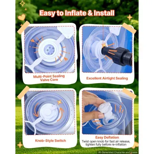 VEVOR 4 x Aufblasbare Bumper Bälle 0,9 m + 1,2 m für Kinder Jugendliche Blau Rot für Garten, Camping, Picknick & Rasen, 0,5 mm Starkes PVC, Heißverschweißte Griffe & Stabil Sitzende Schultergurte – Bild 5