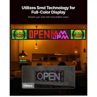 VEVOR programmierbare LED Zeichen P10 Vollfarbe flexibles digitales Scrolling Panel, DIY Anzeigetafel mit benutzerdefiniertem Textmuster und GIF & Bluetooth App Steuerung (1310 x 190 x 55 mm) VEVOR programmierbare LED Zeichen P10 Vollfarbe flexibles digitales Scrolling Panel, DIY Anzeigetafel mit benutzerdefiniertem Textmuster und GIF & Bluetooth App Steuerung (1310 x 190 x 55 mm)