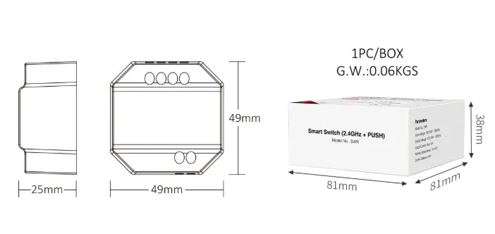 MiBoxer SWR Smart Switch 2,4G + Push – Funk-Schaltermodul (Tuya kompatibel) – Bild 3
