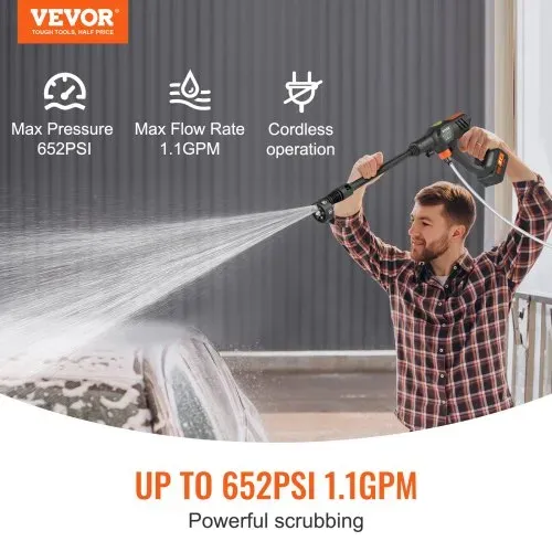 VEVOR Akku Hochdruckreiniger Kabellos Wasser Druckreiniger Spritzpistole Druckreinigerpistole (250W 21V, 50bar, zur mobilen Reinigung und Bewässerung, 4L/min, inkl. Zubehör, Ladegerät) VEVOR Akku Hochdruckreiniger Kabellos Wasser Druckreiniger Spritzpistole Druckreinigerpistole (250W 21V, 50bar, zur mobilen Reinigung und Bewässerung, 4L/min, inkl. Zubehör, Ladegerät)
