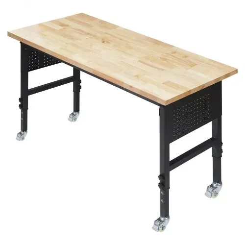 VEVOR Werkbank 1524x610 mm, Arbeitstisch 680 kg, Werktisch 760-1010 mm Höhenverstellbar, Garagentisch mit Schublade, Steckdose, Rollen & Lochwand, Werkstatttisch für Garage, Werkstatt, Büro – Bild 10