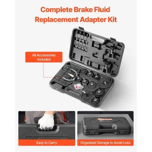 VEVOR Brake Master Entlüfterset 12-tlg. professionelles Bremsentlüfter-Adapterset mit komplettem Set und Griff, langlebiger Bremsentlüfteradapter zum Befüllen der Bremsflüssigkeit – Bild 2