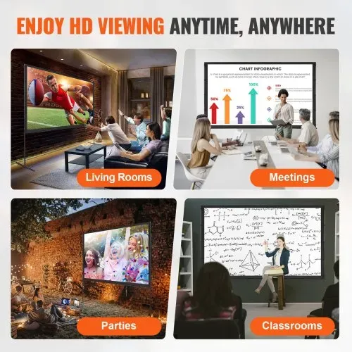 VEVOR Projektion Beamer Leinwand mit Ständer 254 cm HD 4K Outdoor Indoor Projektor Screen Schnelles Klappbare Tragbare Filmleinwand 16: 9 für Heimkino, Camping und Freizeitveranstaltungen Schwarz – Bild 5